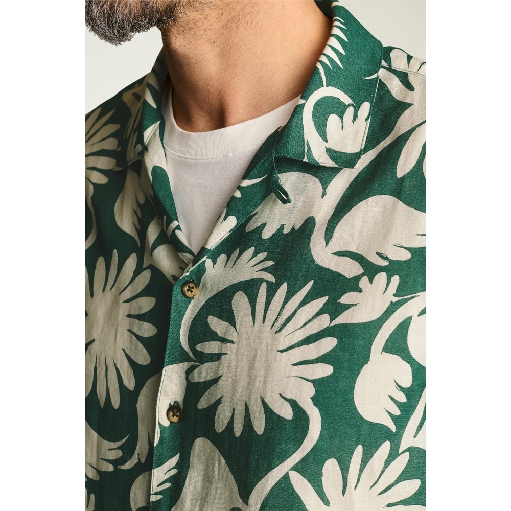Bonobos Riviera Short Sleeve Shirt Green White Floral Camp Collar Mens M - Picture 2 of 8